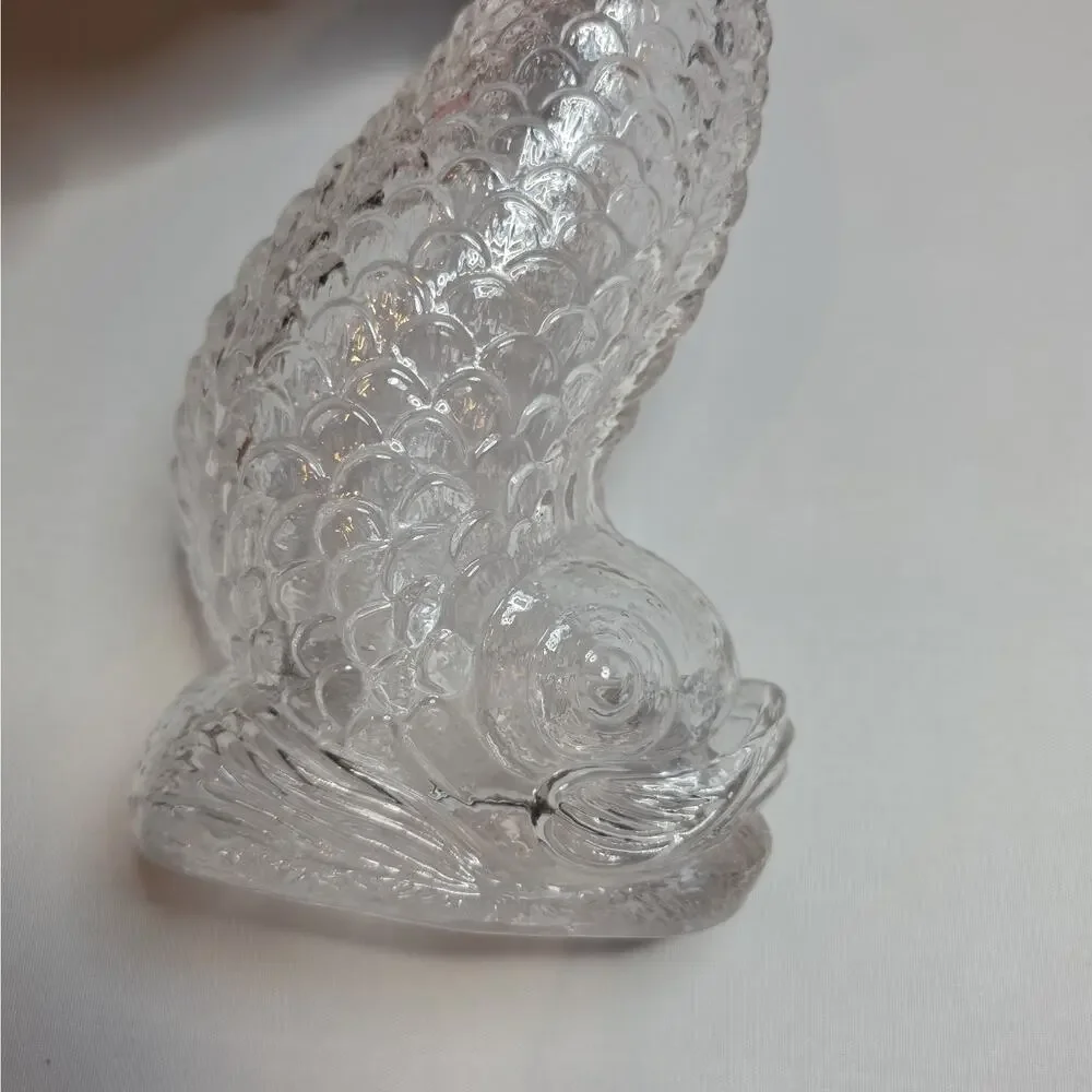 Vintage 1970s Clear Molded Glass Fish Carafe Vase Decanter Koi Carp Pitcher 10